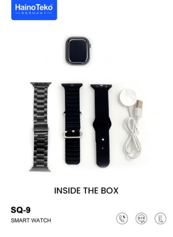 هينو تيكو ساعة Haino Teko SQ9 الذكية بشاشة AMOLED، مكالمات بلوتوث، شحن لاسلكي، 3 أحزمة قابلة للتبديل، متوافقة مع أندرويد و iOS - Image 3