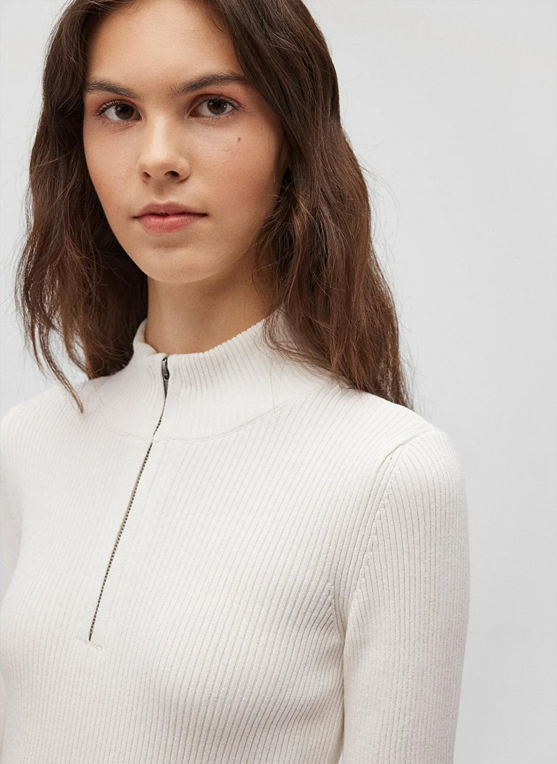 MAVI Half Zip White Sweater