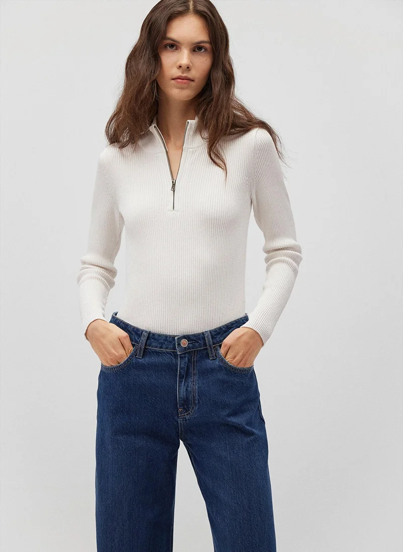 MAVI Half Zip White Sweater