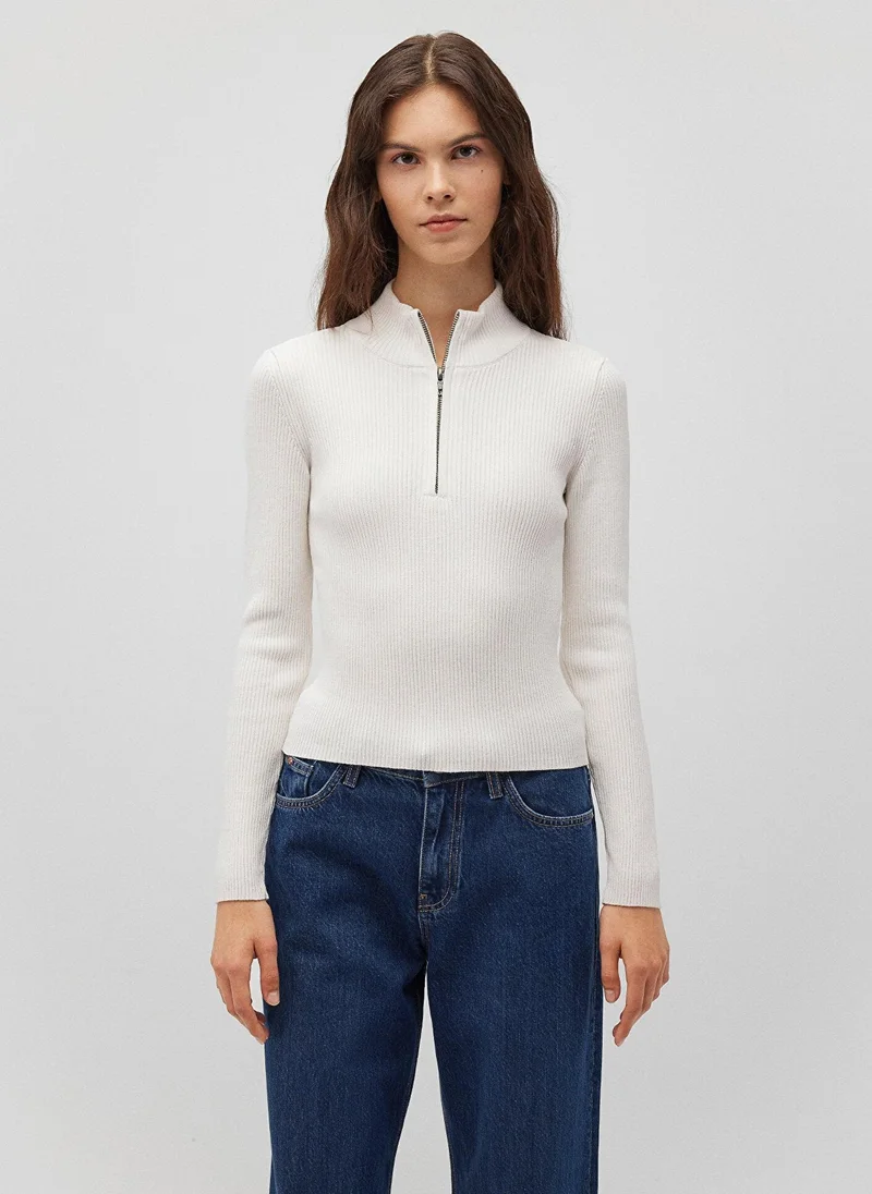 MAVI Half Zip White Sweater
