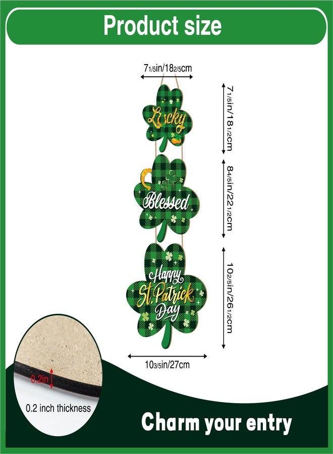 Biswiter St Patricks Day Door Decorations, Shamrock Shaped Hanging Sign for St. Patrick's Day Decor, St. Patricks Day Shamrock Wreaths for Front Door, St Patty's Day Decorations Indoor Outdoor - Image 4