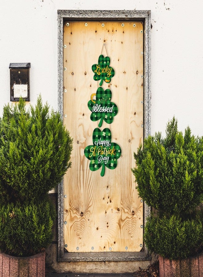 Biswiter St Patricks Day Door Decorations, Shamrock Shaped Hanging Sign for St. Patrick's Day Decor, St. Patricks Day Shamrock Wreaths for Front Door, St Patty's Day Decorations Indoor Outdoor - Image 2