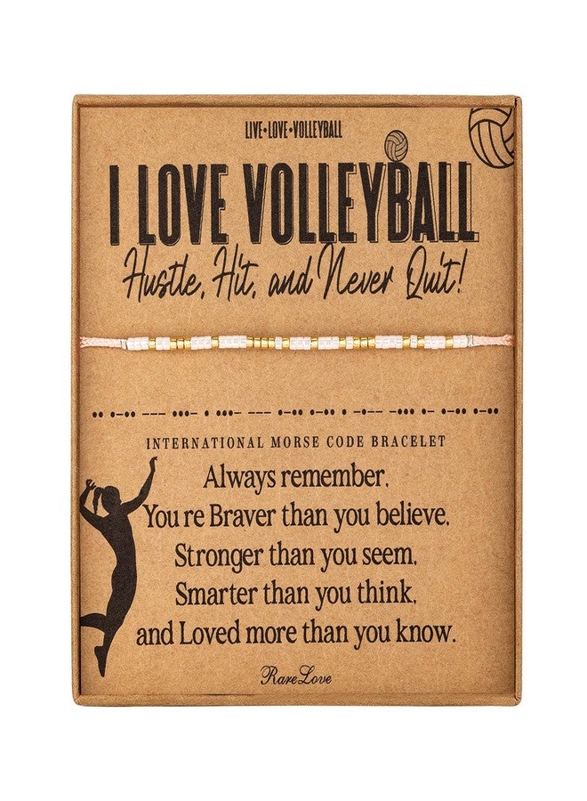 RareLove Volleyball Jewelry-I Love Volleyball Morse Code Beaded Bracelets for Team Women Player,Granddaughter, Daughter Yellow Red Pony Beads - Image 1