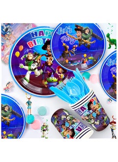 Cartoon Toy Story Birthday Party Decorations for 10 Guests, 167pcs Toy Story Birthday Disposable Tableware Set Toy Story Party Plates Table Cloth Napkins Banner Balloons Cake Toppers - pzsku/Z1D82BF073F58C1D6B351Z/45/_/1739329316/ea27ed2b-a41b-438f-898e-40607dbe613f