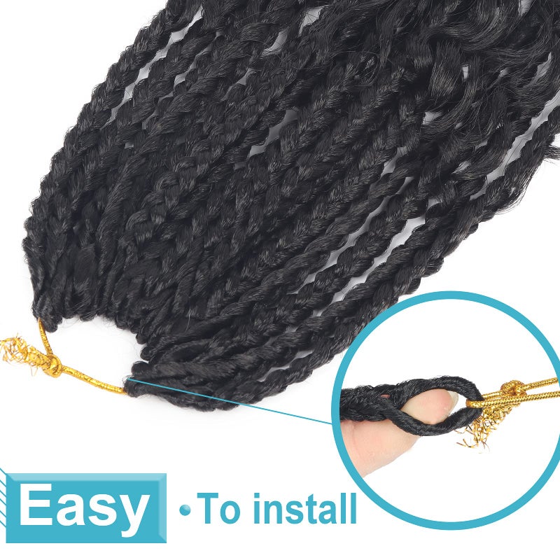 Diha Goddess Bohemian Box Braids Crochet Hair - 14 Inch Curly Ends, 8 Packs Synthetic Braiding Hair Extensions for Black Women (14 Inch, 1B) - Image 4