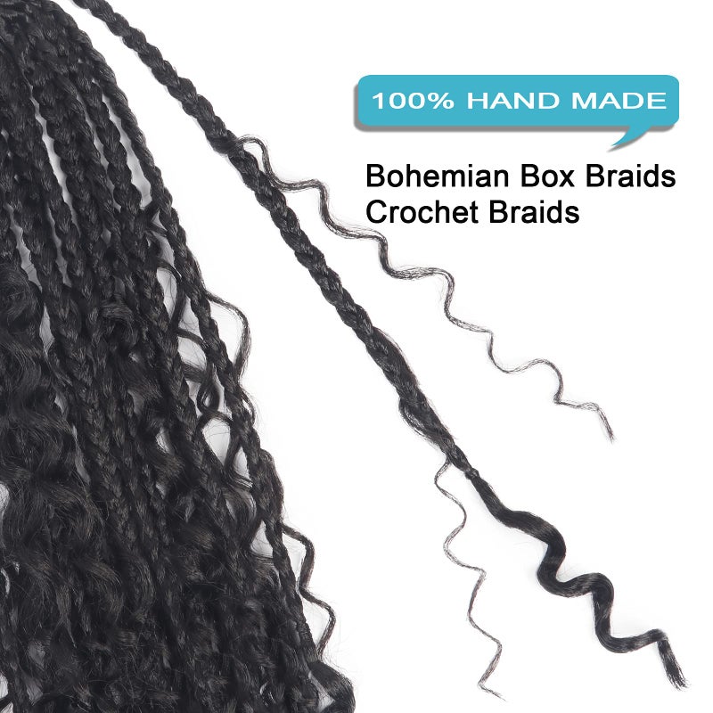 Diha Goddess Bohemian Box Braids Crochet Hair - 14 Inch Curly Ends, 8 Packs Synthetic Braiding Hair Extensions for Black Women (14 Inch, 1B) - Image 5
