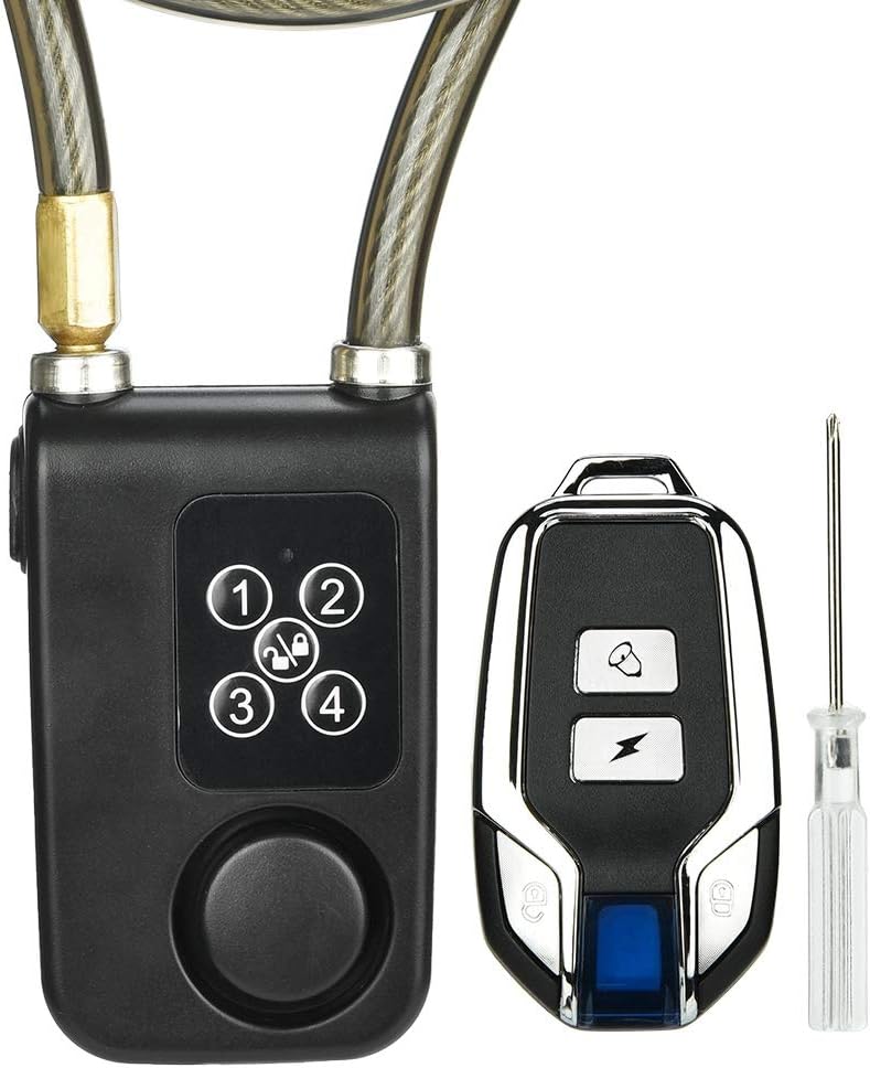 woobles Wireless Remote Control Alarm Lock with 115dB Alarm, Anti-Theft Security Waterproof 4-Digit Password Long Steel Chain Bike Motorcycle Lock - Image 1