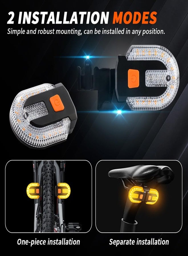 UPXSXT 4Pcs Turn Signals for Bicycles with Alarm, USB Charging Remote Control Split/Integrated Bike Tail Light 5 Modes Waterproof Strobe Bike Rear Lights Can be Mounted on Front and Rear of Bicycle - Image 3