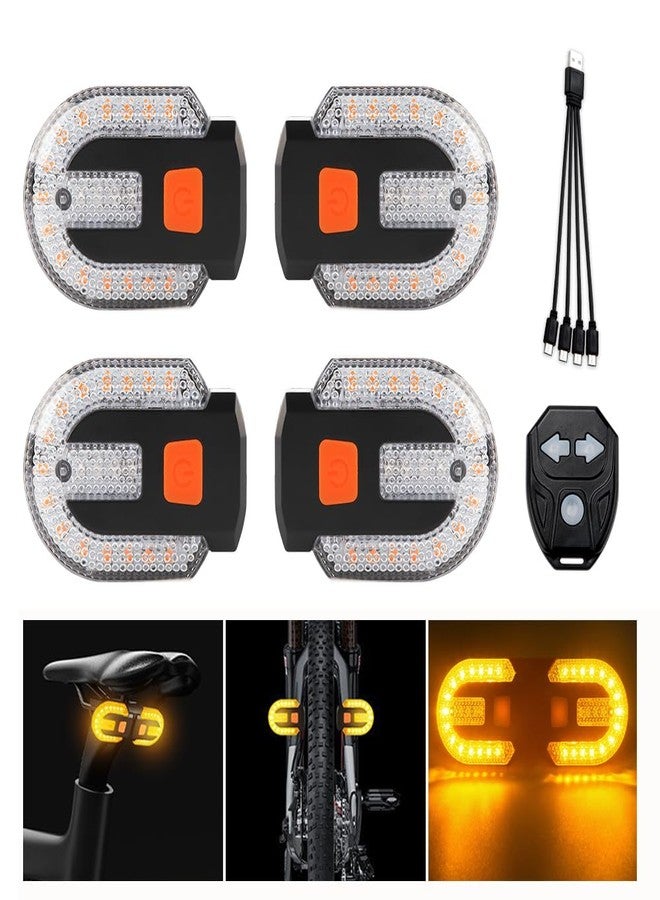 UPXSXT 4Pcs Turn Signals for Bicycles with Alarm, USB Charging Remote Control Split/Integrated Bike Tail Light 5 Modes Waterproof Strobe Bike Rear Lights Can be Mounted on Front and Rear of Bicycle - Image 1