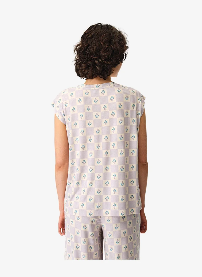 بنتي Women Ella Printed Short Sleeve Lilac T-Shirt