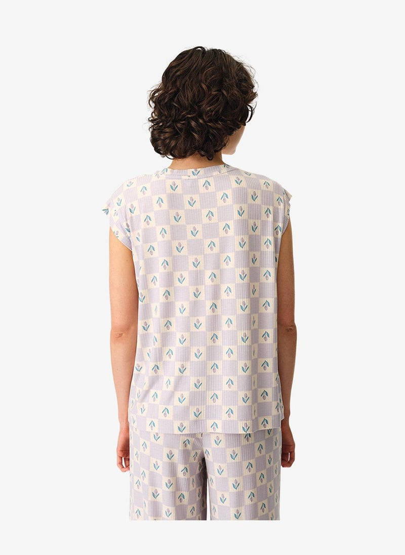 Penti Women Ella Printed Short Sleeve Lilac T-Shirt - Image 2