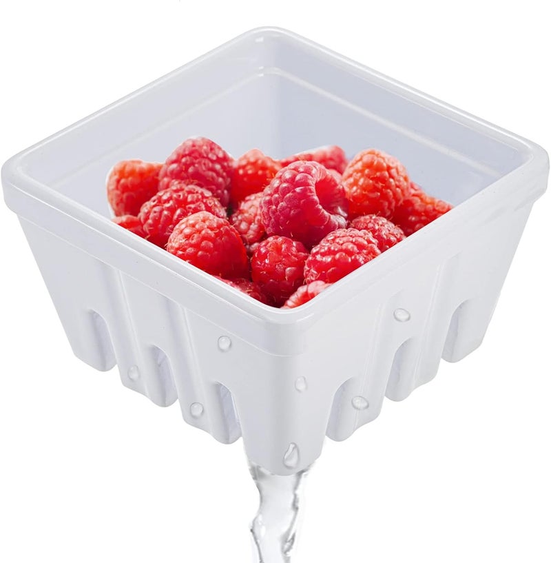 ZEAYEA Set of 2 Berry Basket Melamine Berry Bowl With Holes Square Kitchen Fruit Basket for Christmas 5 Colander for Strawberry Grape Cherry Berries Veggies - Image 4