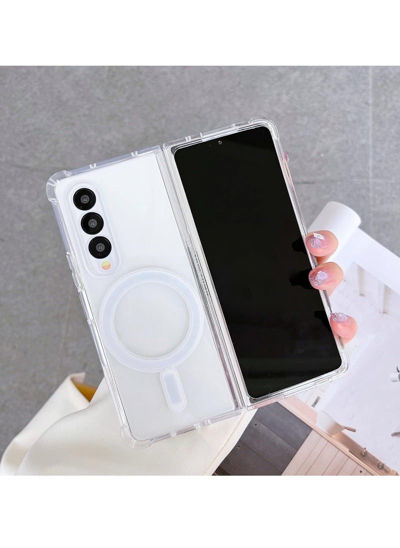 MIGOFAST Magnetic Clear Case for Samsung Galaxy Z Fold 3 5g Compatible with Card Wallet and Wireless Charger, Transparent Shockproof and Drop-Proof Hard PC Phone Cover  - Image 4