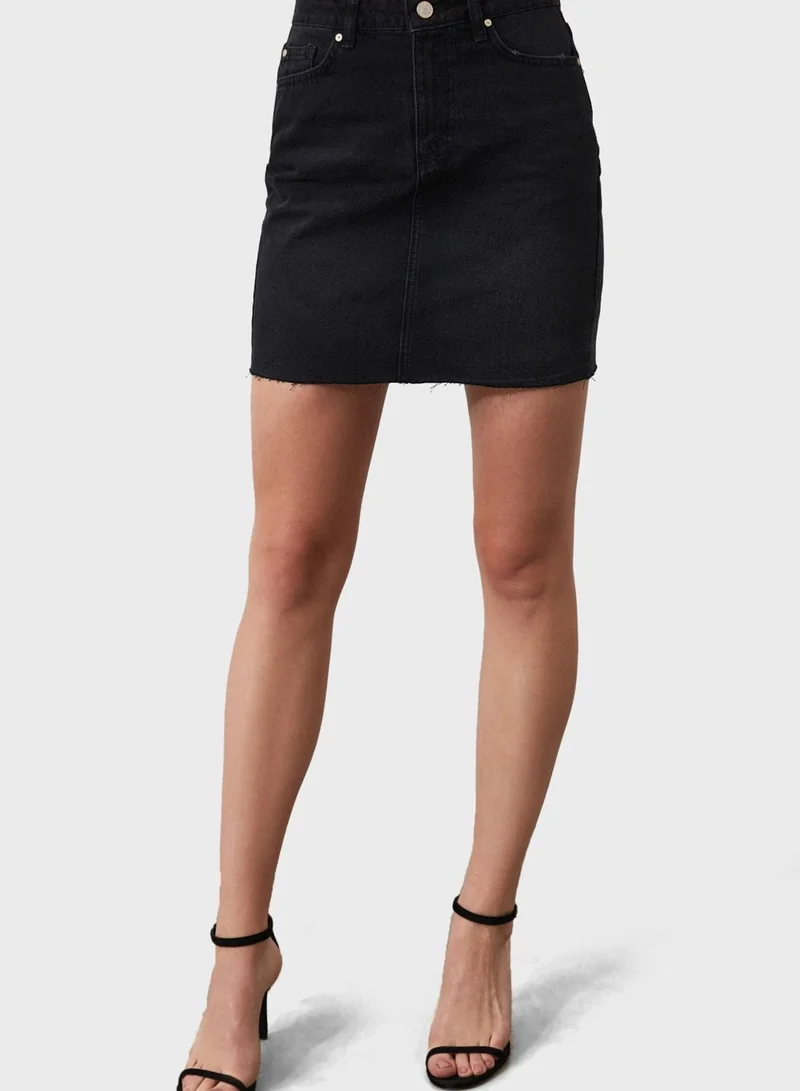 trendyol Raw Hem Denim Skirt