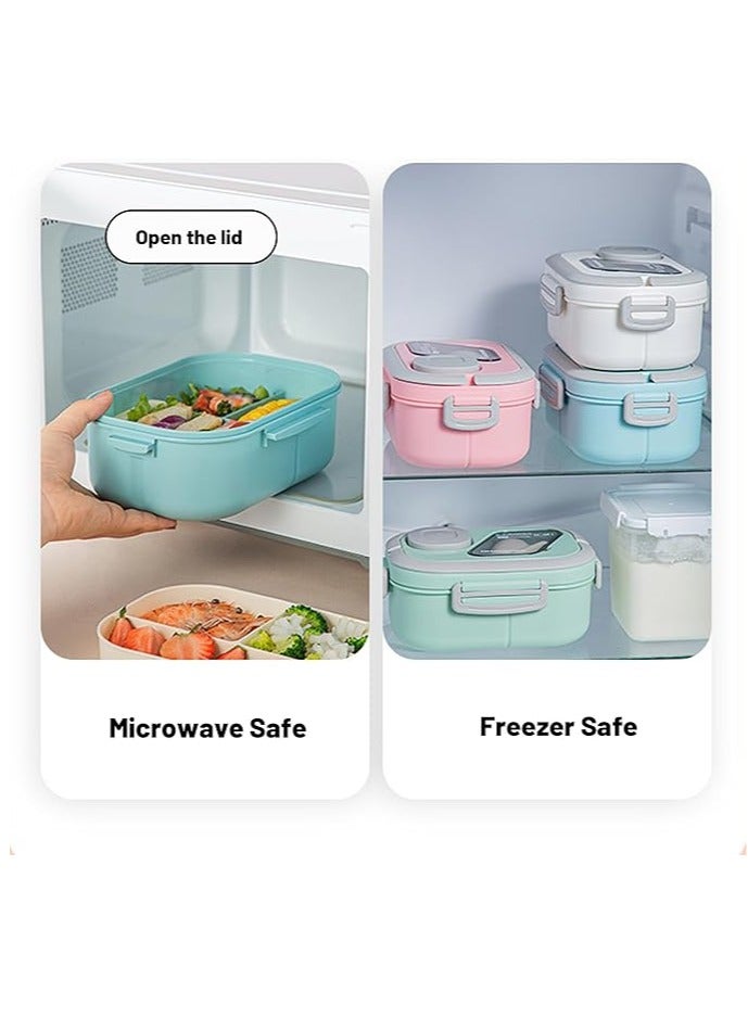 Arabest Adults Bento Lunch Box,Salad Container Large 43oz Salad Bowl, Bento-Style Tray for Toppings, 3oz Sauce Container for Dressings, and Built-In Reusable Fork (Green) - Image 5