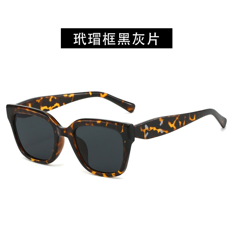 Generic 2025 new ladies large frame sunglasses personalized color cross-border sunglasses fashion sunglasses sunglasses Tortoiseshell framed black and gray pieces