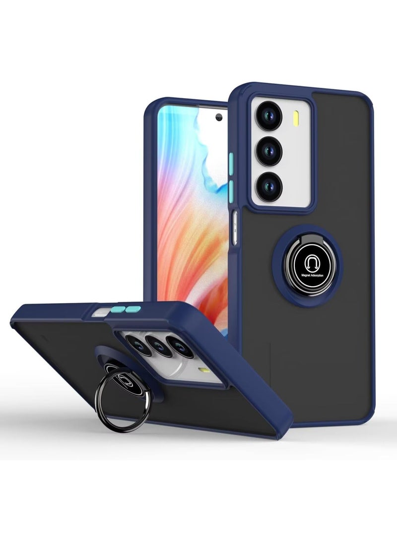 Muzz حافظة لهاتف Realme C71 4G / غطاء لحافظة Realme C73 5G، حامل حلقة معدني، واقي صدمات، غطاء خلفي صلب غير لامع لحافظة Realme C71 4G / C73 5G (أزرق) - Image 1