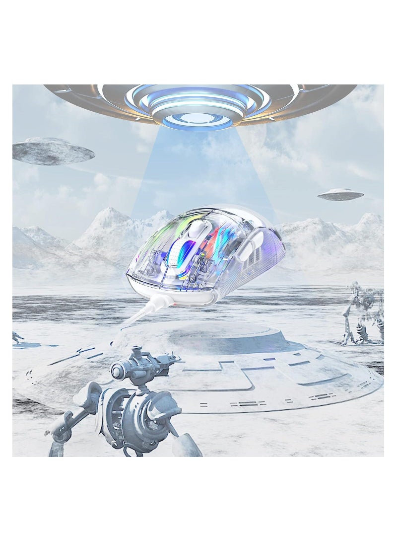 Clear Wired USB Gaming Mouse, Transparent Shell Computer Mice with 12800 Max DPI, 3D RGB Backlit, High Precision (White) - Image 5