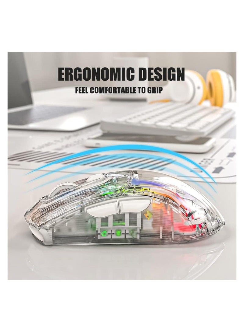 Clear Wired USB Gaming Mouse, Transparent Shell Computer Mice with 12800 Max DPI, 3D RGB Backlit, High Precision (White) - Image 3