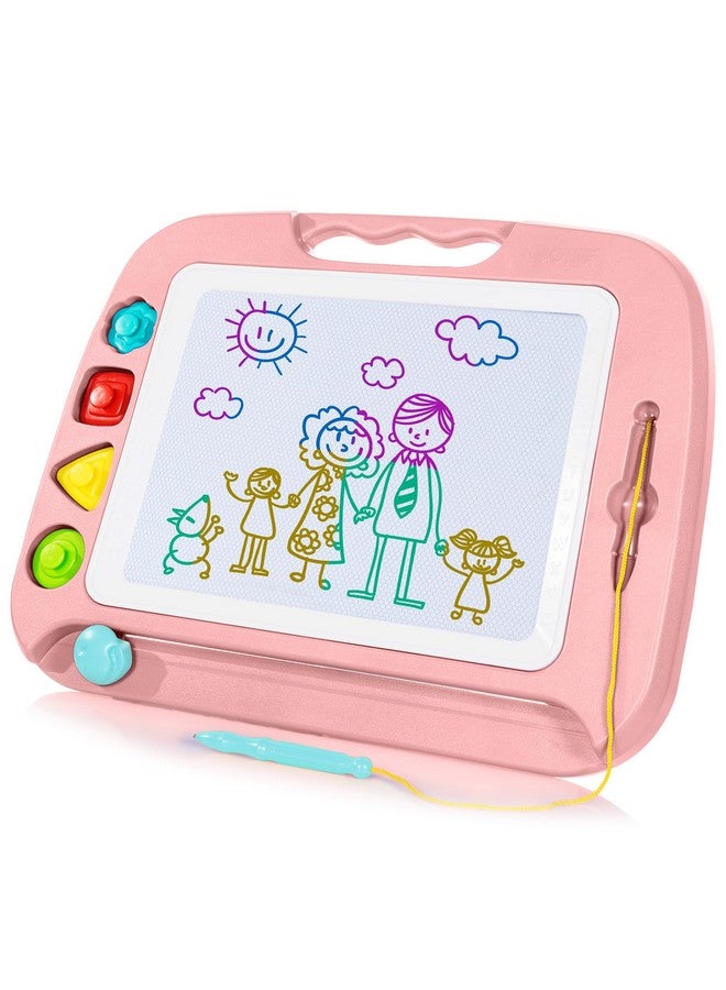 SGILE Large Magnetic Drawing Board 4 Colors 16×13In Doodle Pad With 4 Stamps For Toddlers Learning Toy Board Etch Sketch Gift For 36+ Month Kids Girls Boys Light Pink - Image 1