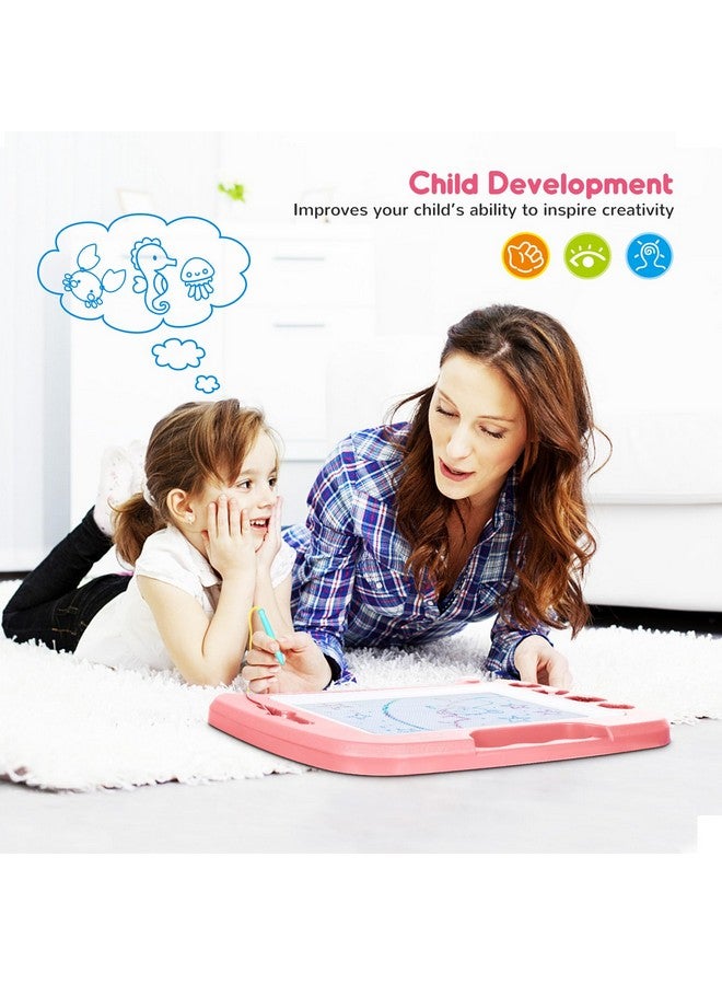 SGILE Large Magnetic Drawing Board 4 Colors 16×13In Doodle Pad With 4 Stamps For Toddlers Learning Toy Board Etch Sketch Gift For 36+ Month Kids Girls Boys Light Pink - Image 4