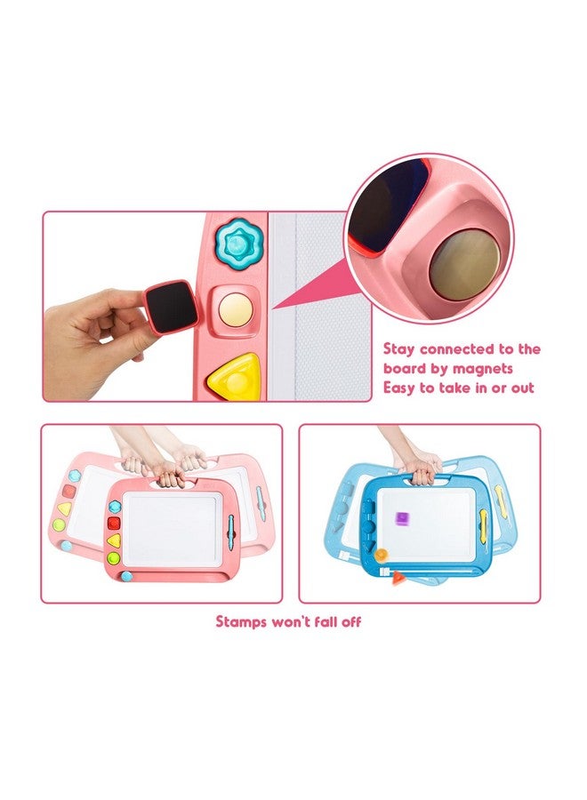 SGILE Large Magnetic Drawing Board 4 Colors 16×13In Doodle Pad With 4 Stamps For Toddlers Learning Toy Board Etch Sketch Gift For 36+ Month Kids Girls Boys Light Pink - Image 3