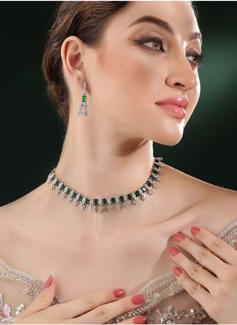 برياسي Plated American Diamond Studded Jewellery Set