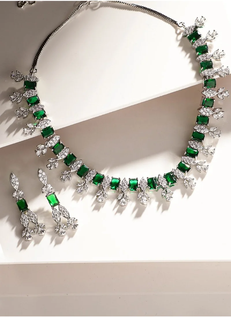 برياسي Plated American Diamond Studded Jewellery Set