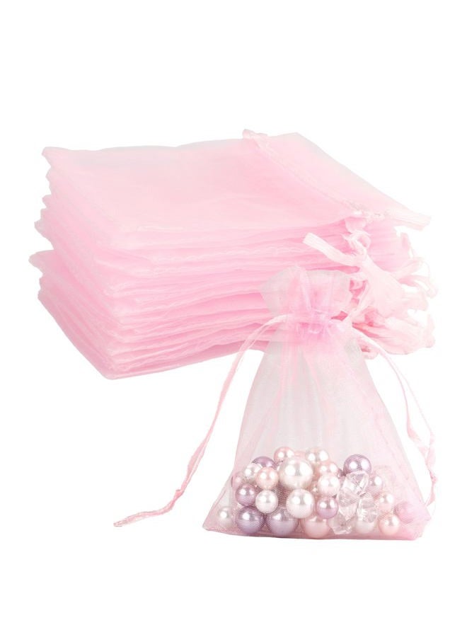 BOEIAC Organza Bags, Pink Organza Bags, 50Pcs, Sheer Organza Bags 3 x 4 inch, Jewelry Gift Bags, Party Favor Bags with Drawstring, Mesh Gift Pouches Mini Candy Bags for Wedding Baby Shower Party - Image 1