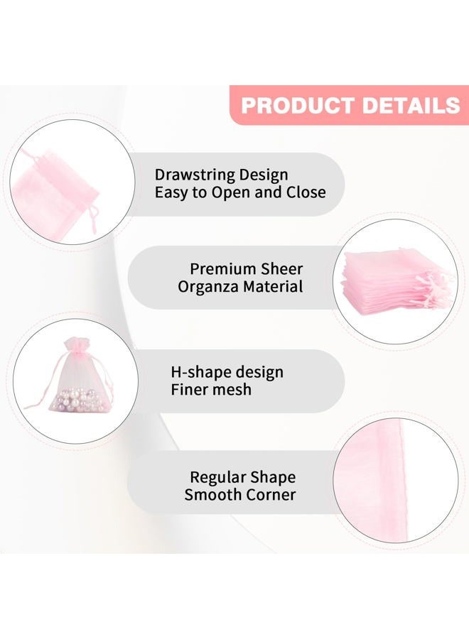 BOEIAC Organza Bags, Pink Organza Bags, 50Pcs, Sheer Organza Bags 3 x 4 inch, Jewelry Gift Bags, Party Favor Bags with Drawstring, Mesh Gift Pouches Mini Candy Bags for Wedding Baby Shower Party - Image 5