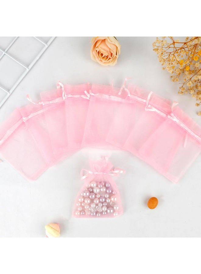 BOEIAC Organza Bags, Pink Organza Bags, 50Pcs, Sheer Organza Bags 3 x 4 inch, Jewelry Gift Bags, Party Favor Bags with Drawstring, Mesh Gift Pouches Mini Candy Bags for Wedding Baby Shower Party - Image 4