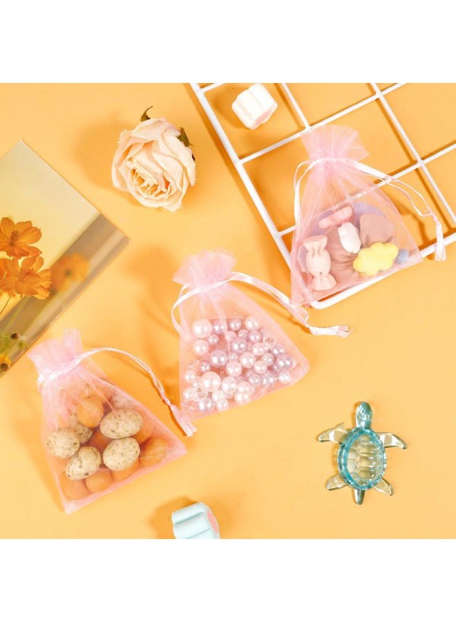 BOEIAC Organza Bags, Pink Organza Bags, 50Pcs, Sheer Organza Bags 3 x 4 inch, Jewelry Gift Bags, Party Favor Bags with Drawstring, Mesh Gift Pouches Mini Candy Bags for Wedding Baby Shower Party - Image 3