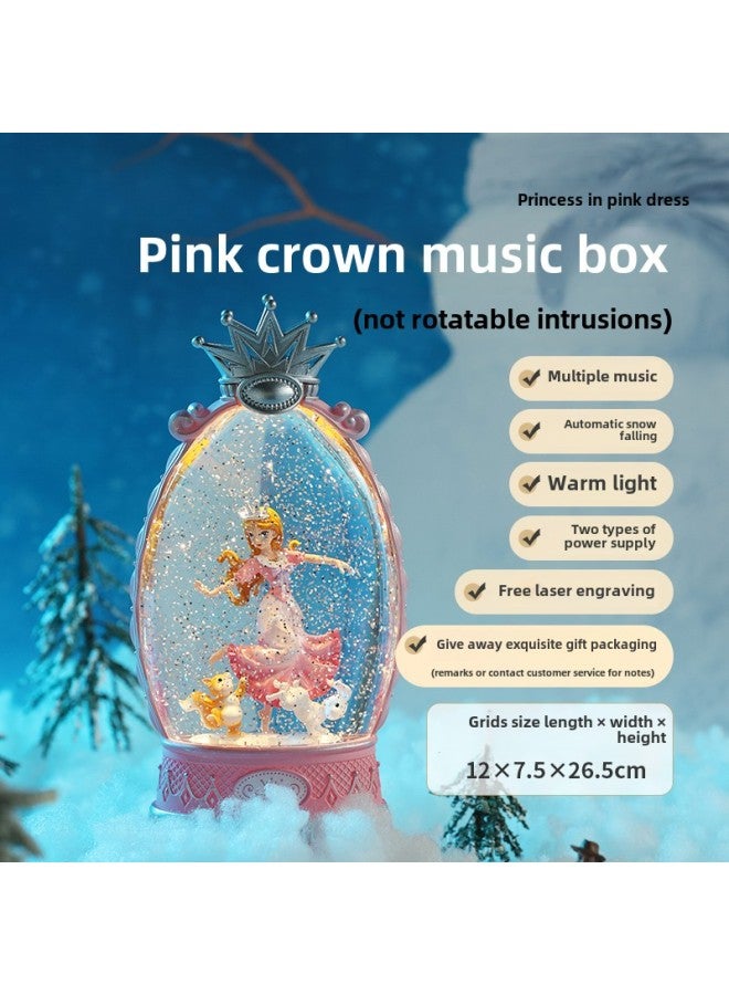 Snow Music Box Frozen Crystal Ball Daughter Children's Rotating Girl Music Box Birthday High Sense-Color:Weini's "crown" Flower Fairy Does Not Rotate - Image 1