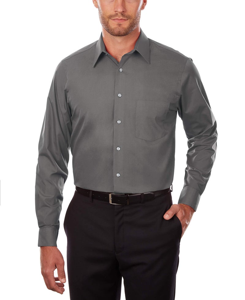 Van Heusen Men's Size Tall Fit Dress Shirts Poplin, Grey, 19" Neck 35"-36" Sleeve - Image 1