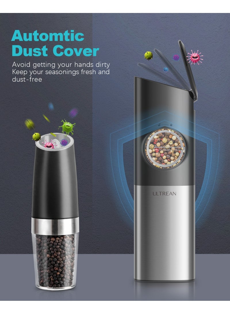 Ultrean Gravity Salt and Pepper Grinder Rechargeable with 6 Adjustable Coarseness LED Light and One Hand Automatic Operation Stainless Steel for Kitchen Home Dining and Outdoor Cooking - Image 5