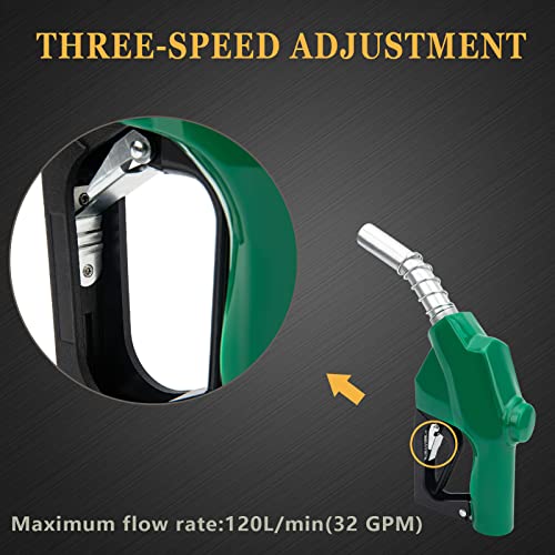 GDDGHS Fuel Nozzle 1 Inch NPT, Auto Shut Off Fuel Nozzle1-3/16 Inches(OD=30mm) Automatic Fueling Nozzle for Diesel Fuel Filling, Max Flow Rate 120L/Min(32GPM), 1-3/16 Inches(OD=30mm) Spout, Green - Image 5