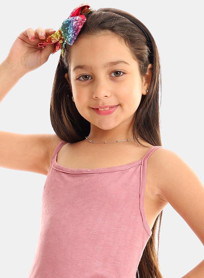 kady Girls Self Pattern Spaghetti Sleeves Tank Top girls cashmere 4 Years - Image 4