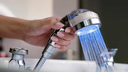 s socila Socila Professional LED Sprayer Head 2.5 Inch Auto Color Changing, Rainfall High Pressure, And Water Filtration For Salon Sink Replacement Part (Only Sprayer Head) - Image 1