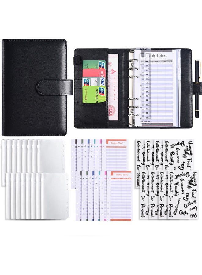 Start A6 Binder Creative Notebook Zipper Bag Macaron Pu Leather Loose-leaf Book Cash Budget Hand Book - Image 1