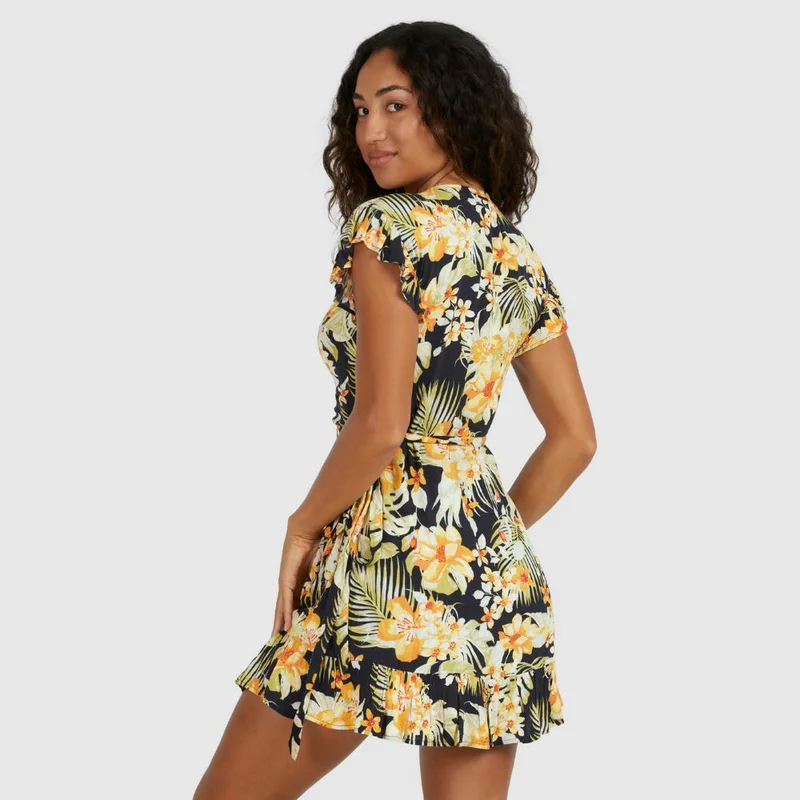 بيلابونج Billabong Utopia Wrap & Roll Dress In Off Black
