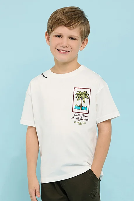 أر أند بي Printed T-Shirt with Crew Neck and Short Sleeves