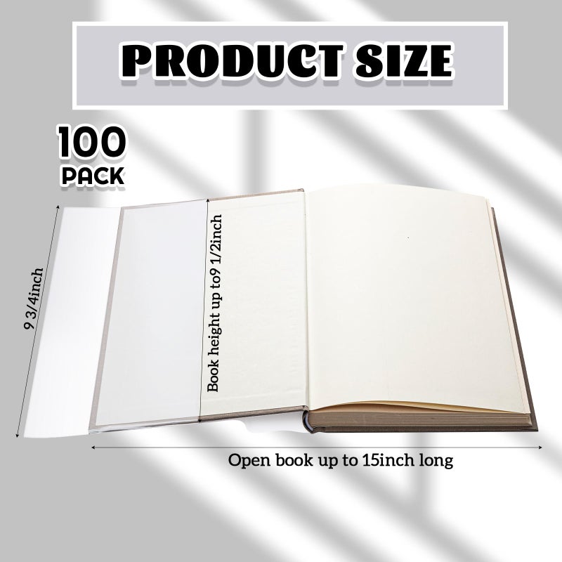 ReliThick 100 Pack Adjustable Transparent Book Covers 9.5 x 15 Inches Clear Plastic Waterproof Covers, with Self Adhesive Closure, Protector Against Dust, Wear, Paperback Sleeve for Books - Image 2