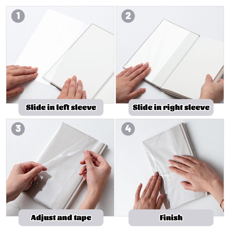 ReliThick 100 Pack Adjustable Transparent Book Covers 9.5 x 15 Inches Clear Plastic Waterproof Covers, with Self Adhesive Closure, Protector Against Dust, Wear, Paperback Sleeve for Books - Image 4