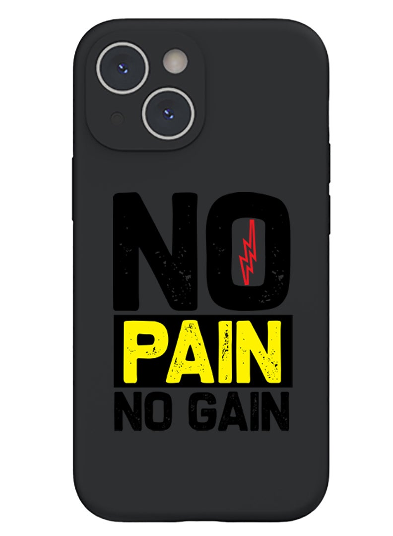 Theodor Protective Slim Fit Case Liquid Silicone Cover with Full Body Protection Anti-Scratch Shockproof Case For iPhone 15 Plus Black - No pain No gain - Image 1