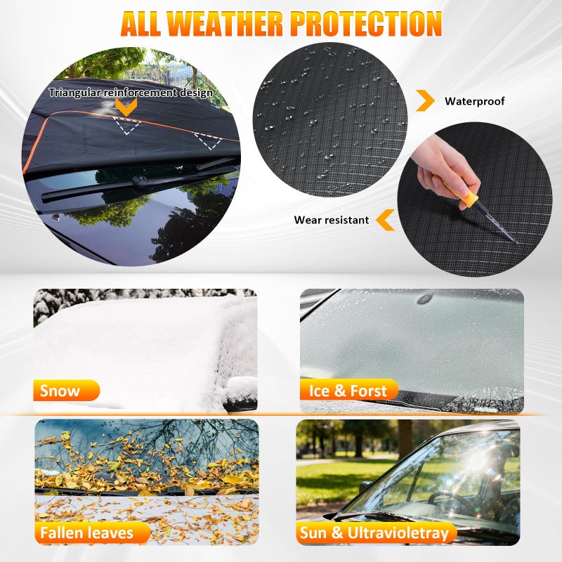 Bestview Car Windshield Snow Ice Cover with Side Mirror Covers, Oxford Fabric Windshield Snow Ice Cover with Magnetic Edges Used for Snow Protection, Rain and Sun, Fits for Most Cars, SUV(102"x45") - Image 4