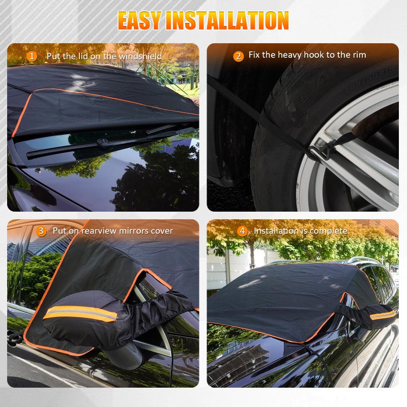 Bestview Car Windshield Snow Ice Cover with Side Mirror Covers, Oxford Fabric Windshield Snow Ice Cover with Magnetic Edges Used for Snow Protection, Rain and Sun, Fits for Most Cars, SUV(102"x45") - Image 5
