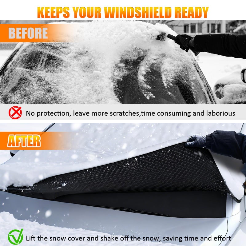 Bestview Car Windshield Snow Ice Cover with Side Mirror Covers, Oxford Fabric Windshield Snow Ice Cover with Magnetic Edges Used for Snow Protection, Rain and Sun, Fits for Most Cars, SUV(102"x45") - Image 2
