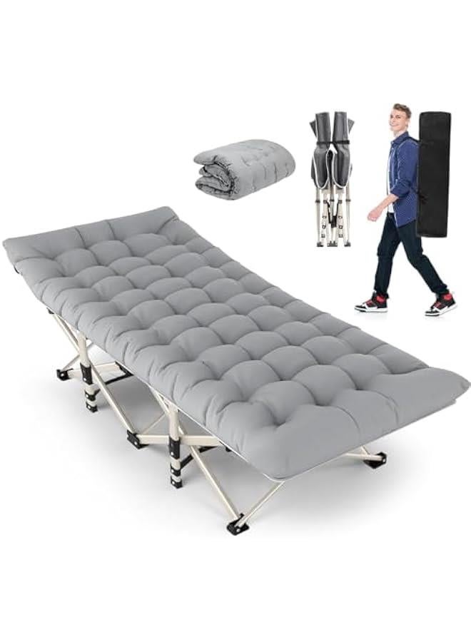 تراسل سرير تخييم قابل للطي مقاس 28 انش للبالغين من تراسل نوم محمول مع مرتبة متين للاستخدام الخارجي للتخييم والمنزل والمكتب والتخييم والسفر والعطلات (رمادي) - Image 1