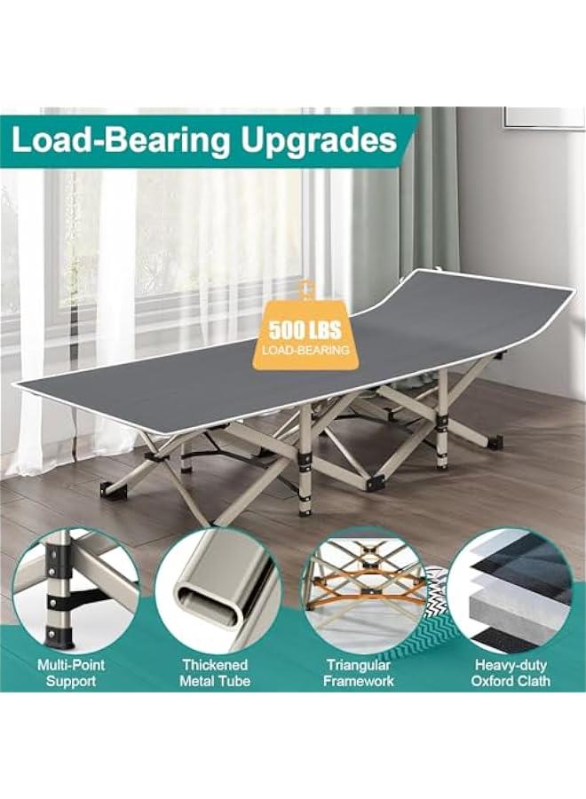 تراسل سرير تخييم قابل للطي مقاس 28 انش للبالغين من تراسل نوم محمول مع مرتبة متين للاستخدام الخارجي للتخييم والمنزل والمكتب والتخييم والسفر والعطلات (رمادي) - Image 3