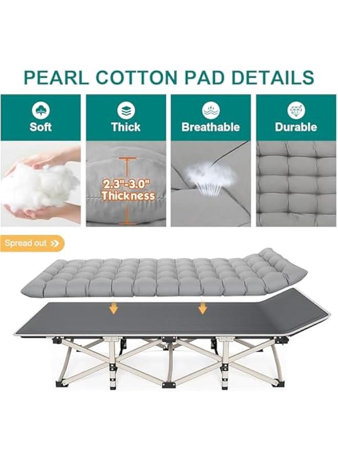 تراسل سرير تخييم قابل للطي مقاس 28 انش للبالغين من تراسل نوم محمول مع مرتبة متين للاستخدام الخارجي للتخييم والمنزل والمكتب والتخييم والسفر والعطلات (رمادي) - Image 4